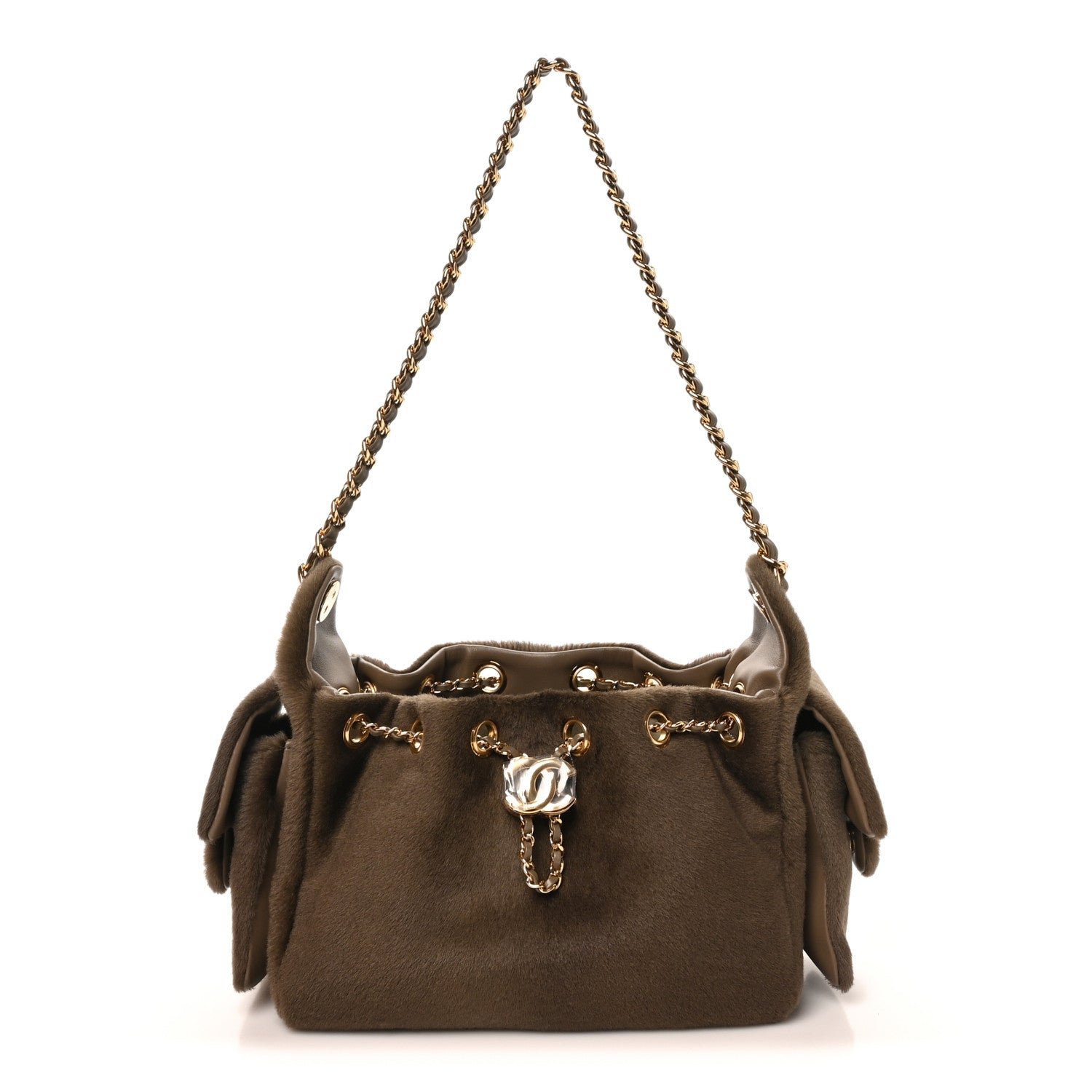 Chanel Pony Hair Mini Chanel 25 Handbag Dark Khaki