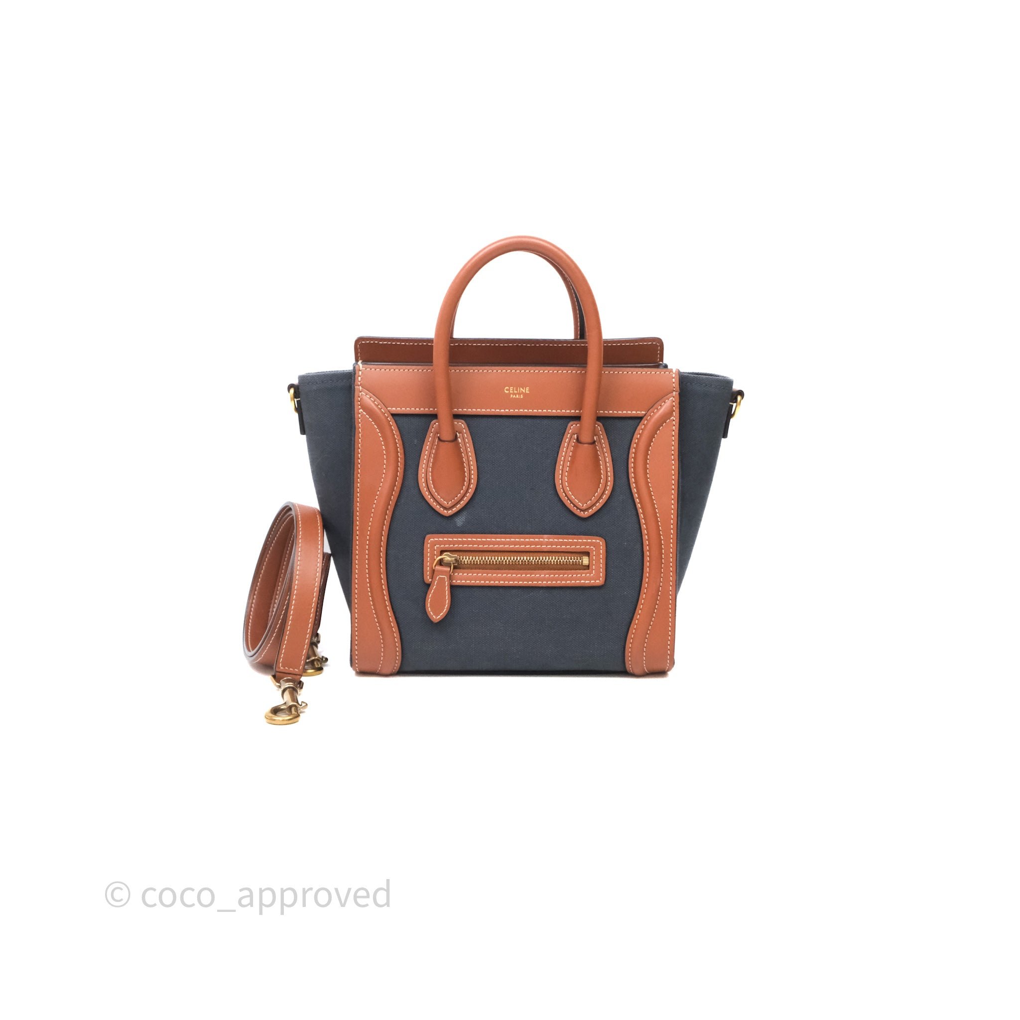 Celine Nano Luggage in Danim Tan Calfskin