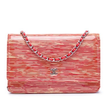 CC Striped Patent Wallet On Chain