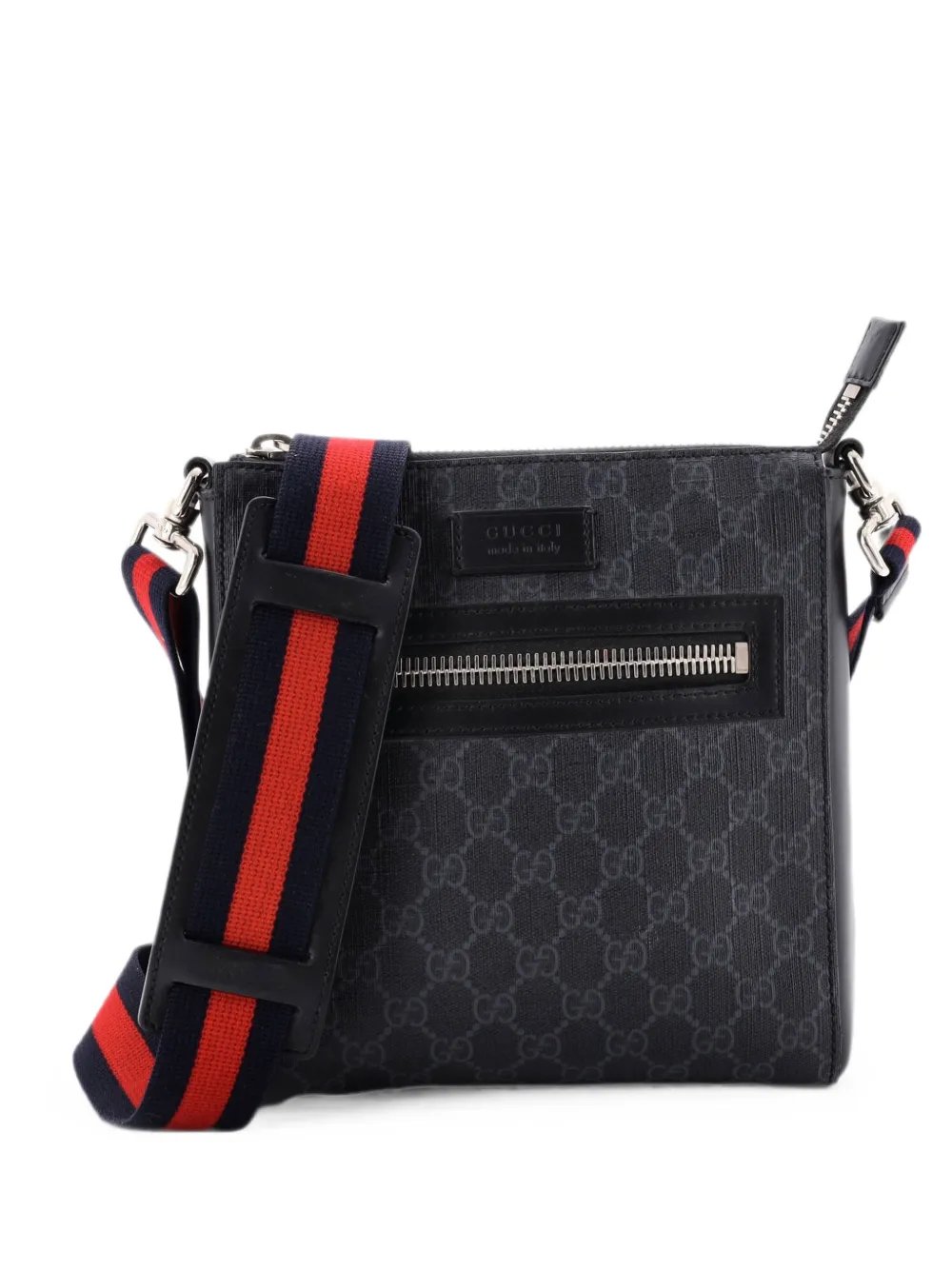 Web Strap Front Zip Messenger Bag GG Coated Canvas Small crossbody bag