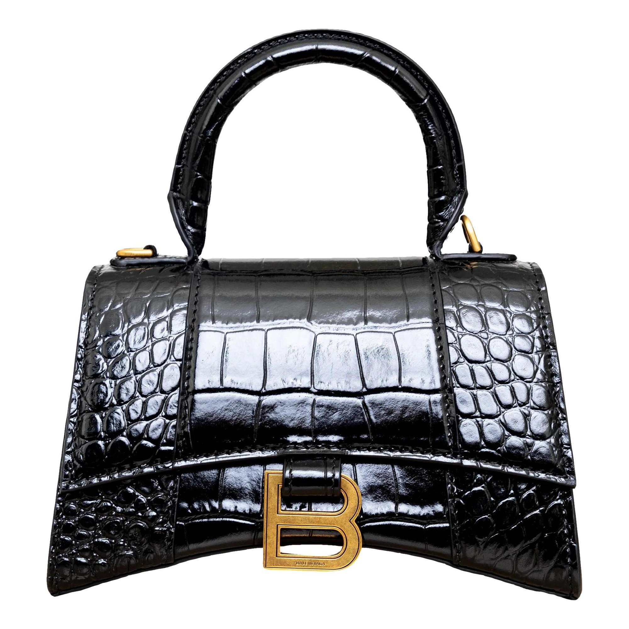 Hourglass leather handbag