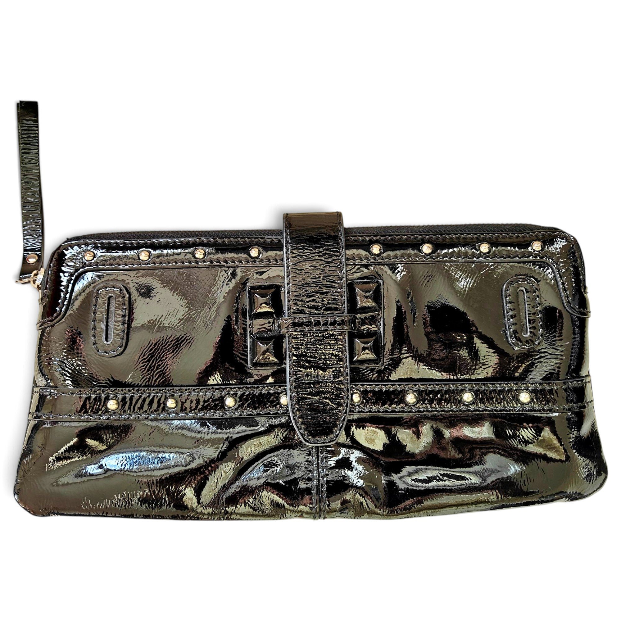 Patent leather clutch bag