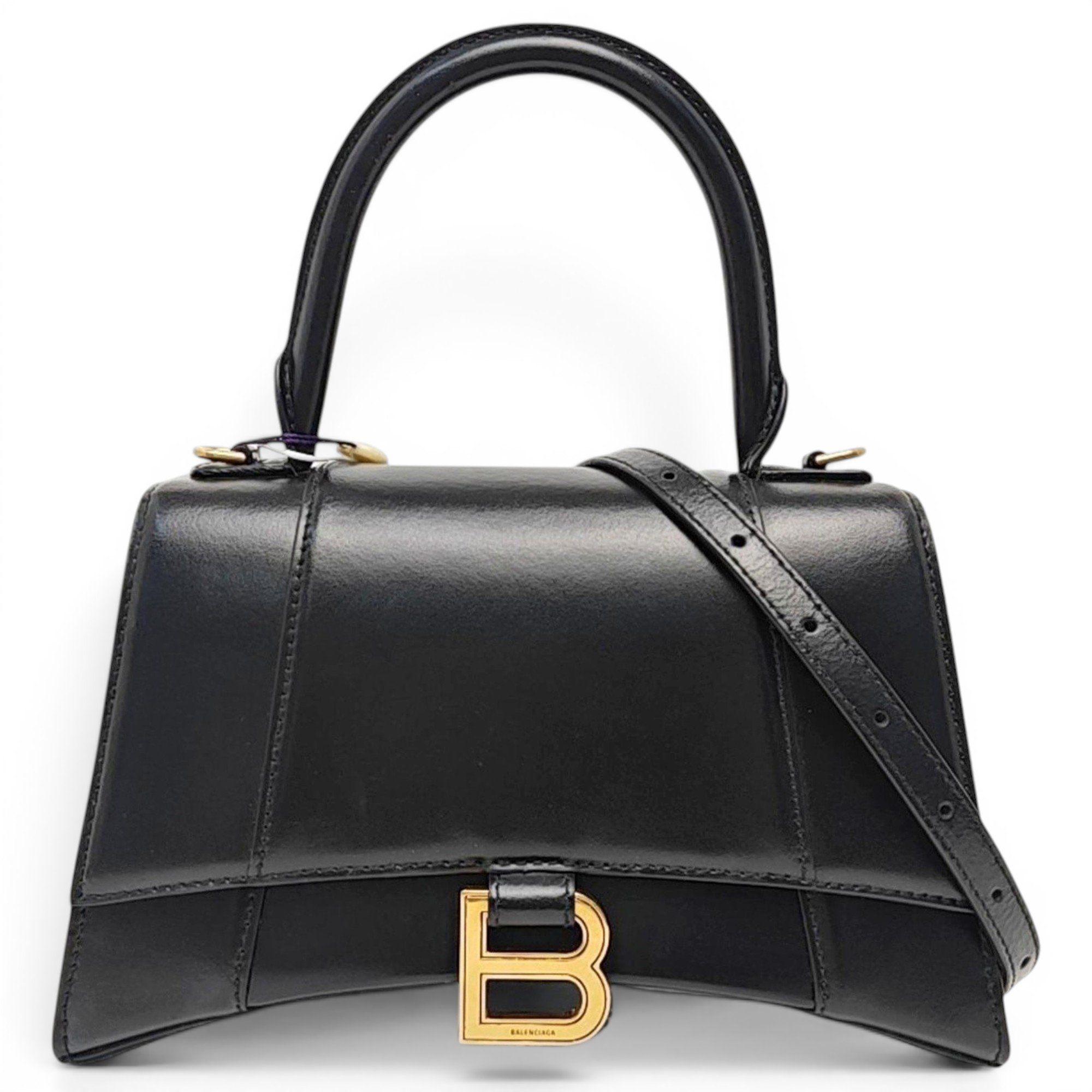 Hourglass leather handbag