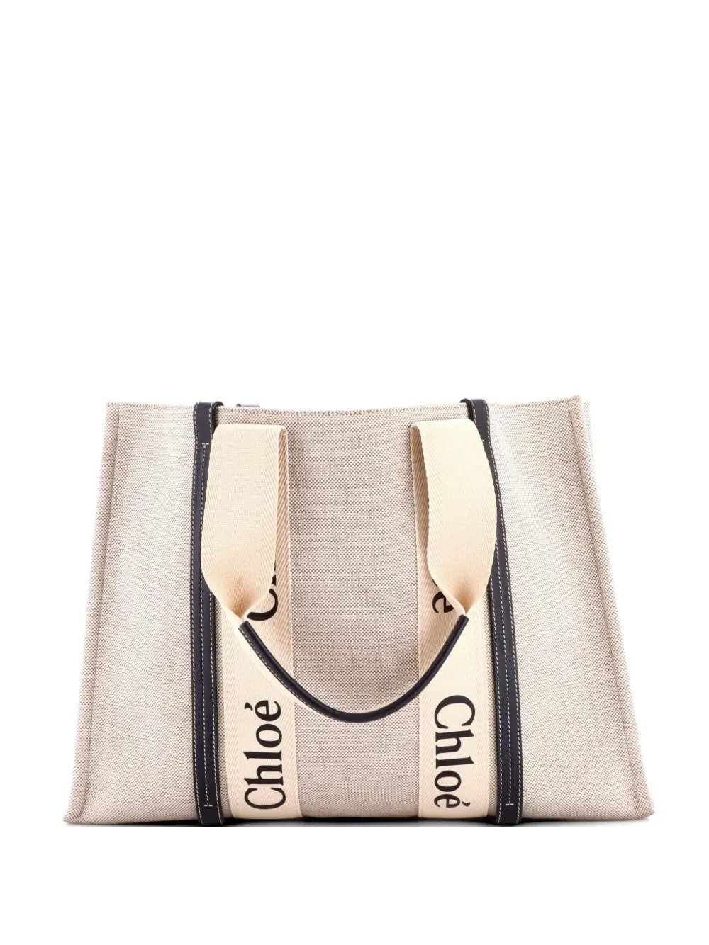 Woody Canvas with Leather Large tote bag