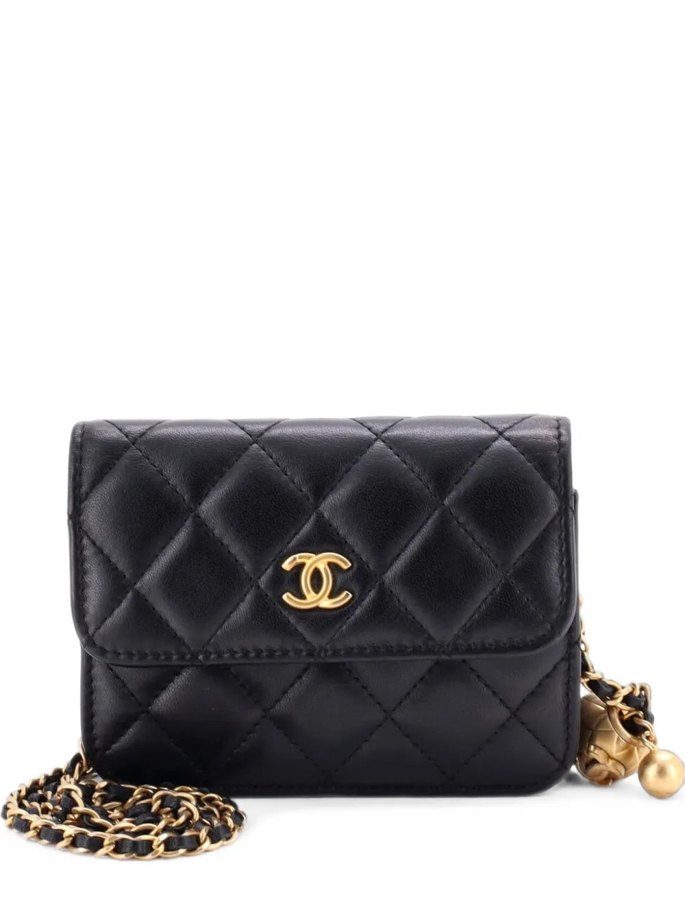 Pearl Crush Flap Clutch with Chain Quilted Lambskin Mini crossbody bag