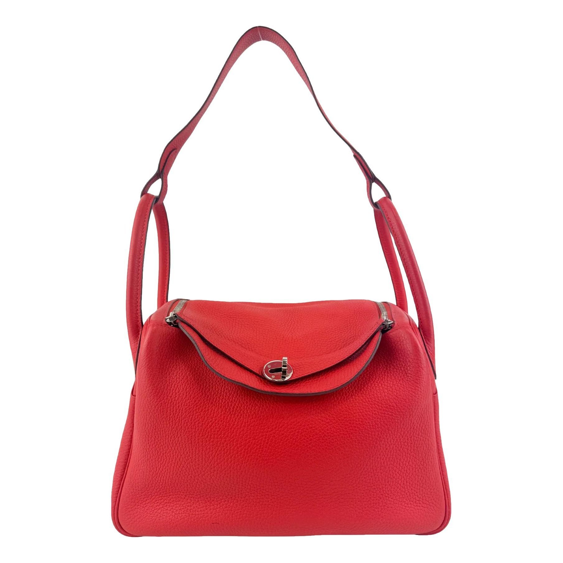 Hermes Lindy Handbag Rouge Casaque Clemence Leather 6590