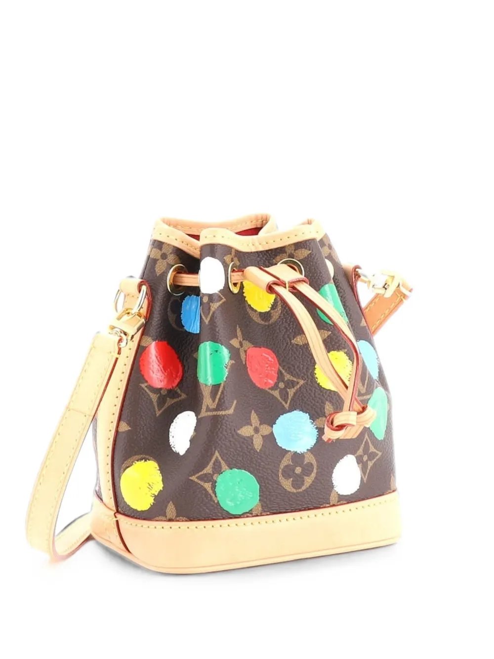 Noe NM Handbag Yayoi Kusama Painted Dots Monogram Canvas Nano bucket bag