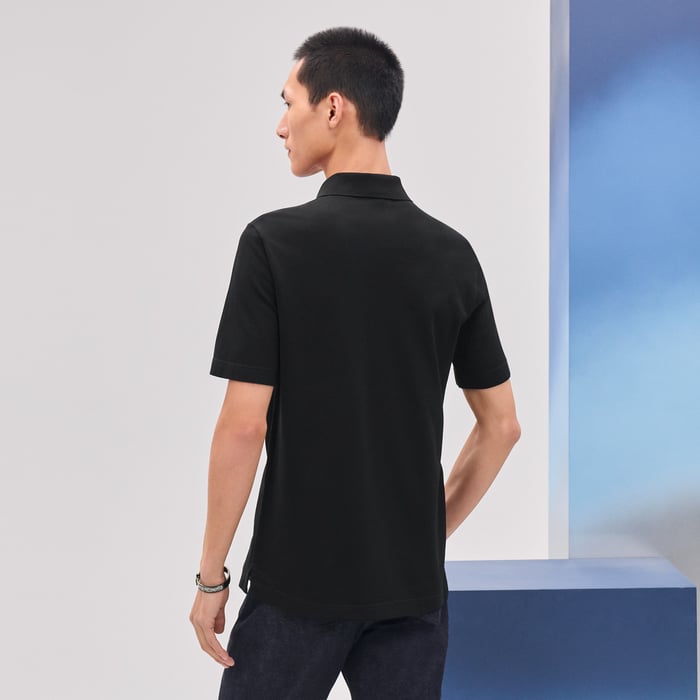 Noir "H" Embroidered Buttoned Polo Shirt