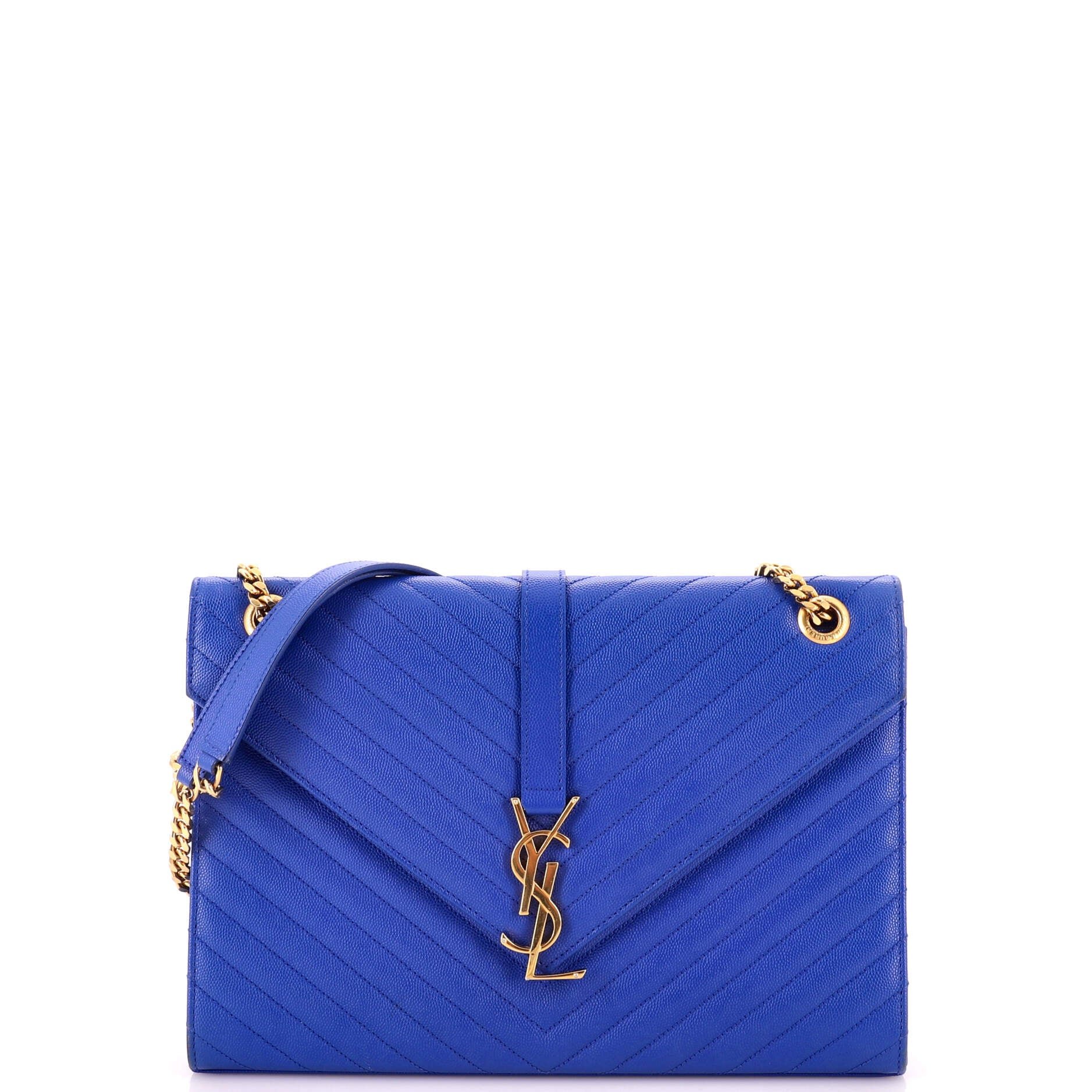 Classic Monogram Envelope Satchel Matelasse Chevron Leather Large
