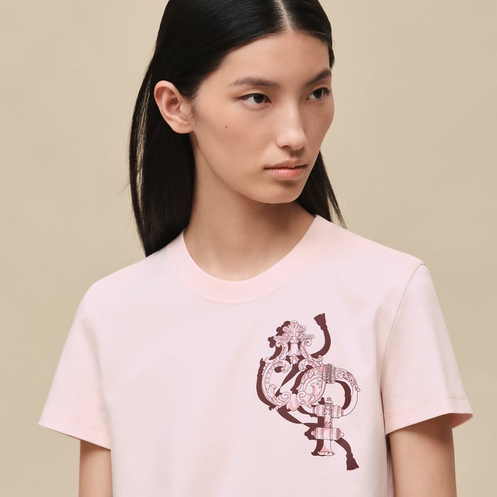 Rose Opaline Printed Straight T-shirt