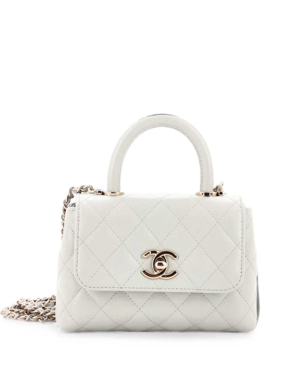 Coco Top Handle Clutch with Chain Quilted Caviar Mini satchel