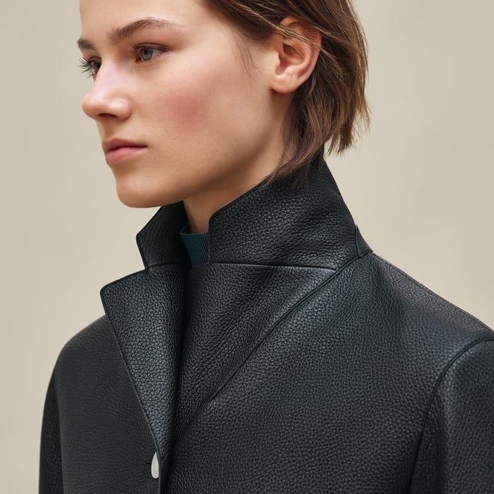 Noir Equestrian Leather Coat
