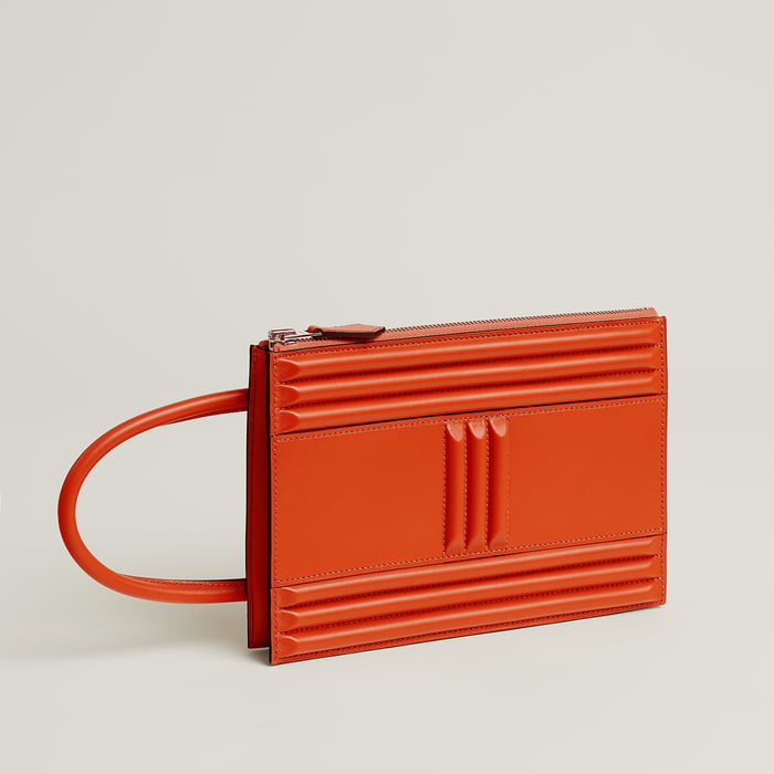 Orange Poppy Hermès Cadenas Clutch