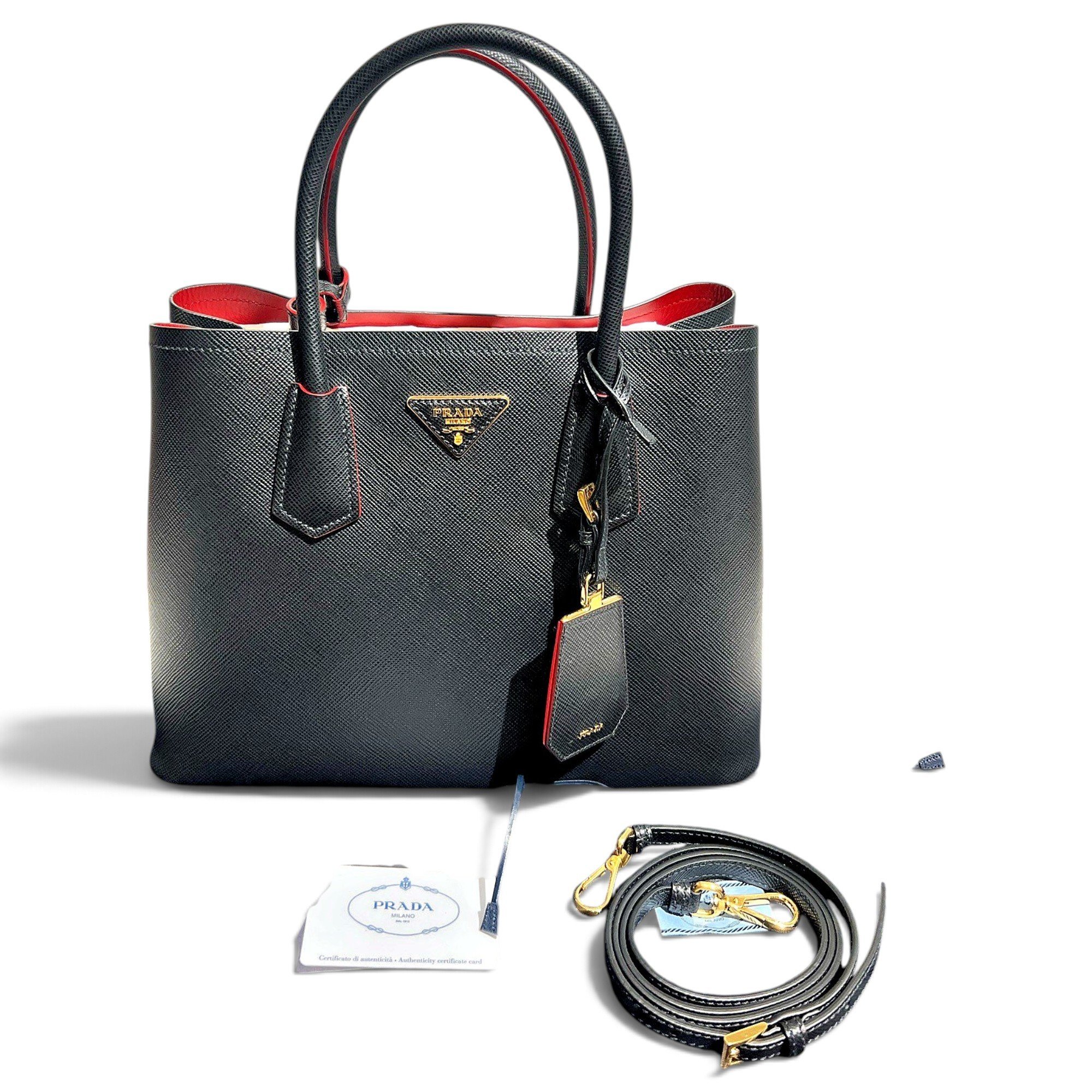 Double leather handbag
