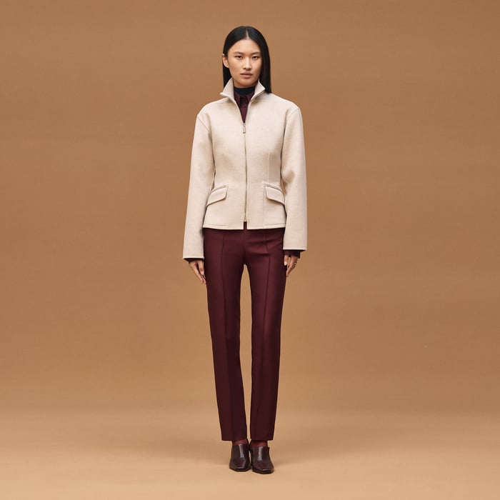 Beige Naturel Short Equestrian Cashmere Coat