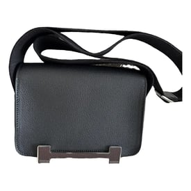 Hermes Geta Handbag Black Leather