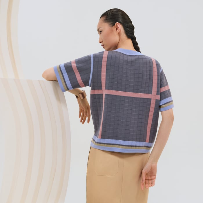 Bleu Grignon "Coaching Deja Vu" Short-sleeve Twillaine Sweater