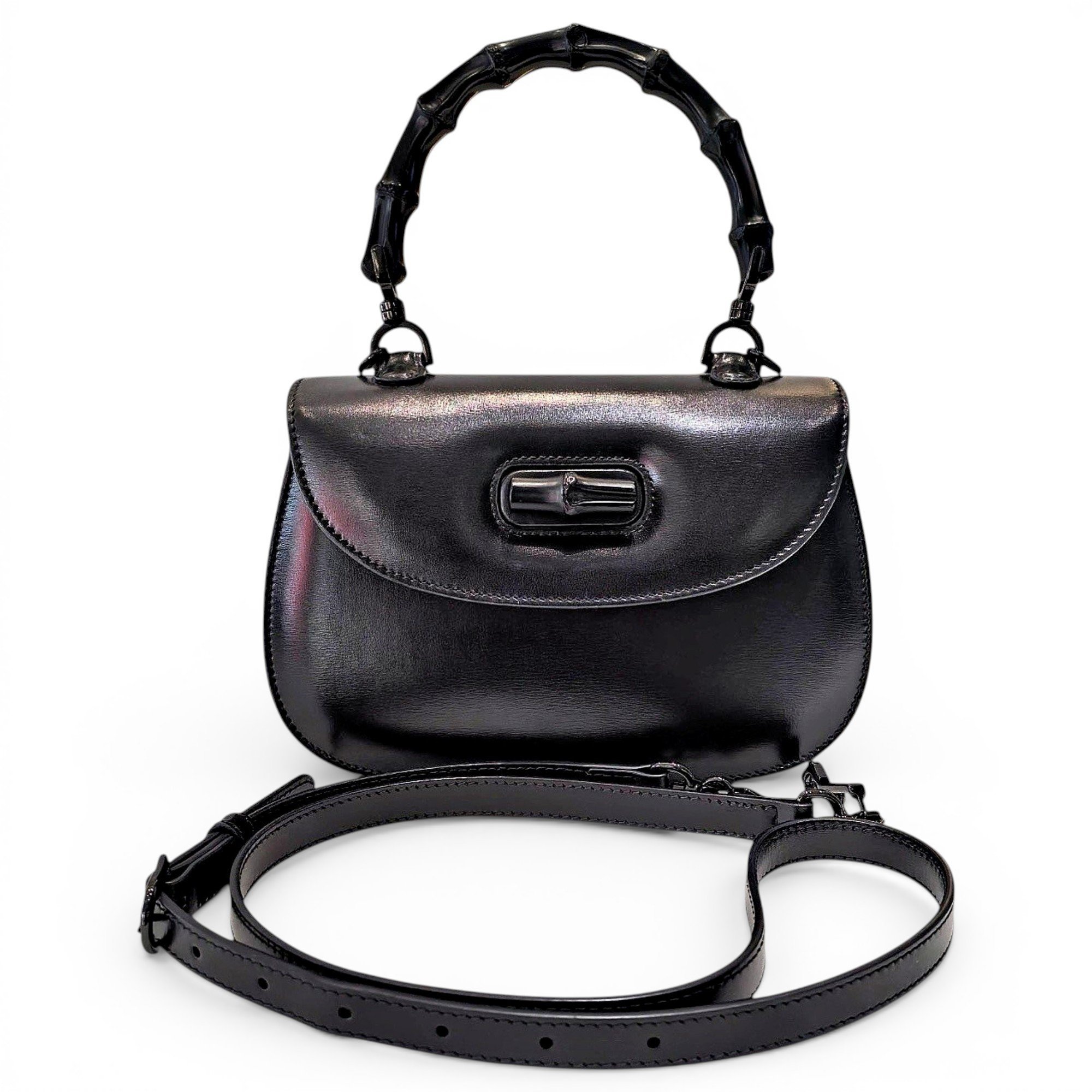 Convertible Bamboo Top Handle leather handbag