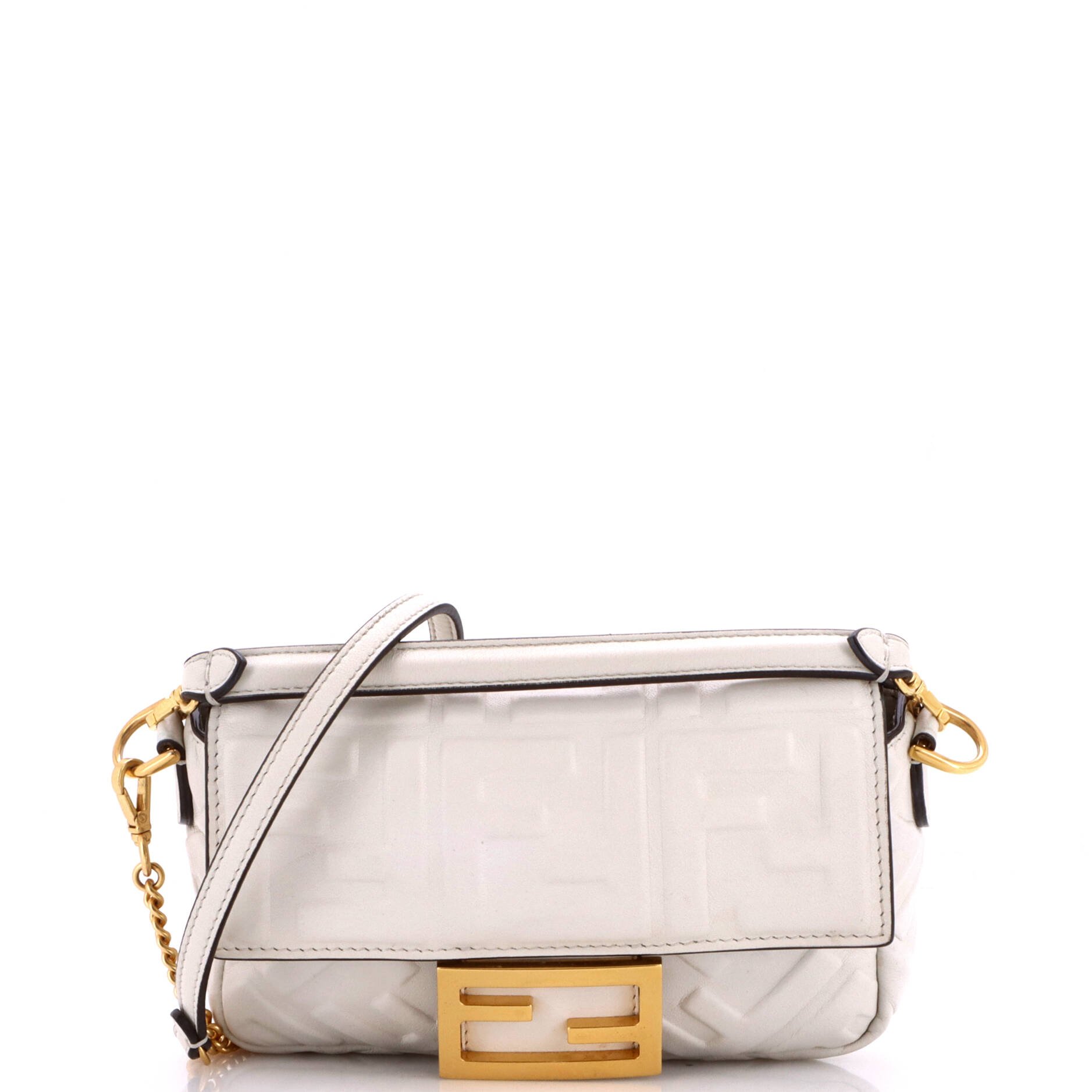 Fendi Baguette NM Bag Zucca Embossed Leather Mini