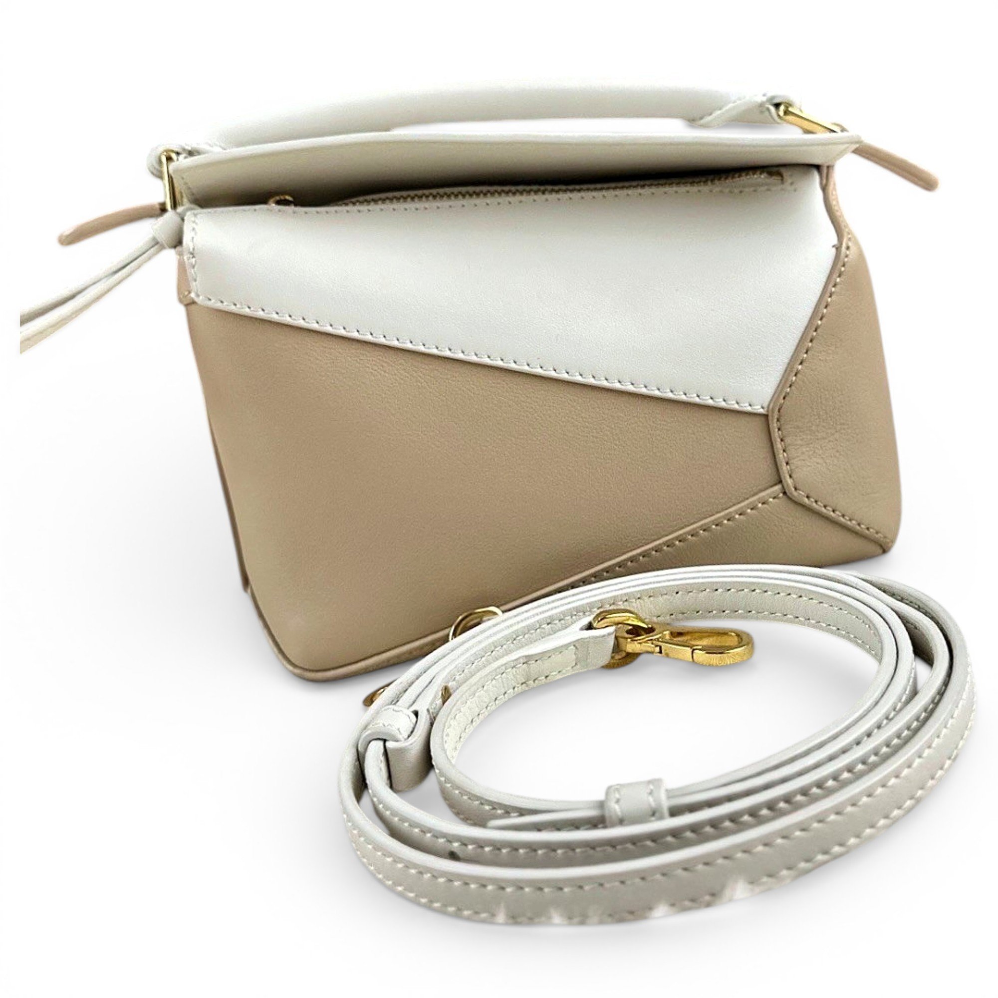 Puzzle leather handbag