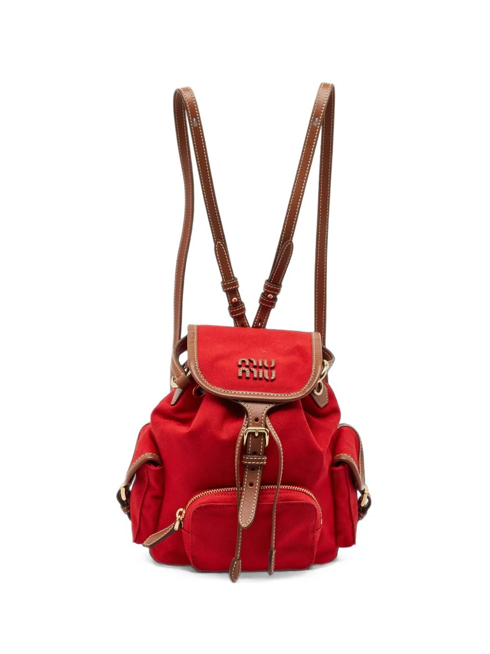 leather-trim drawstring backpack