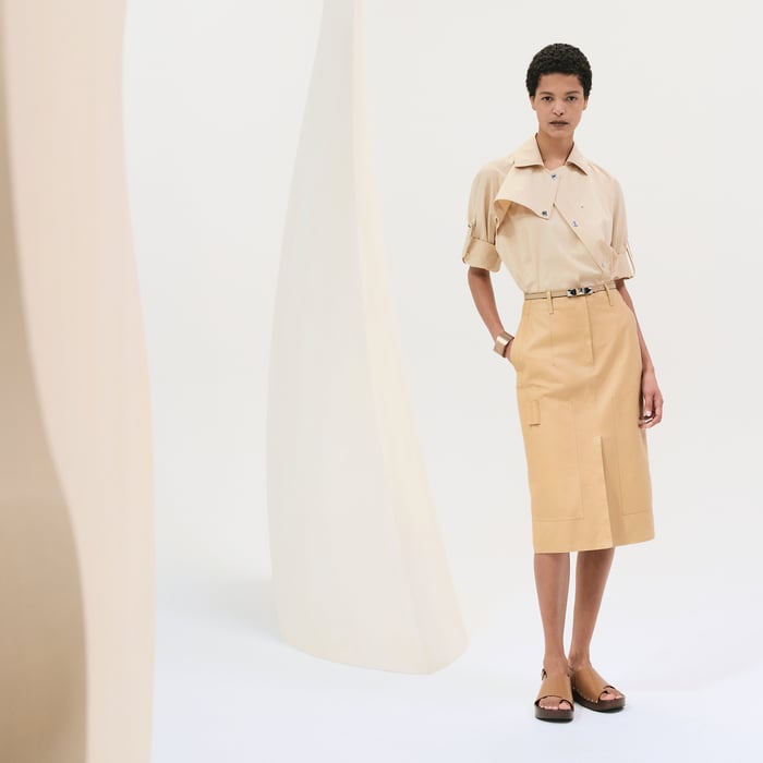 Beige Pyrite Asymmetric Shirt