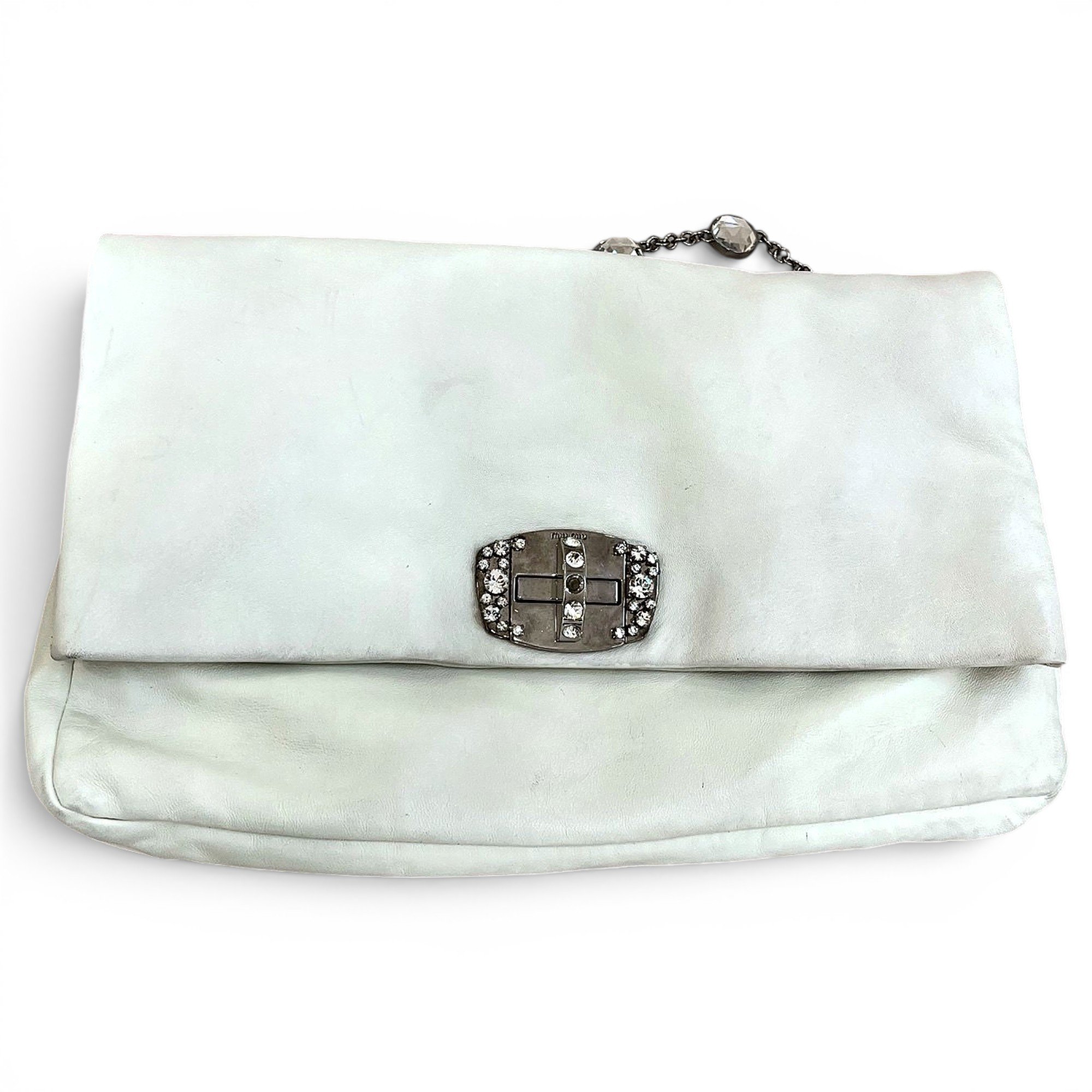 Miu Crystal leather handbag