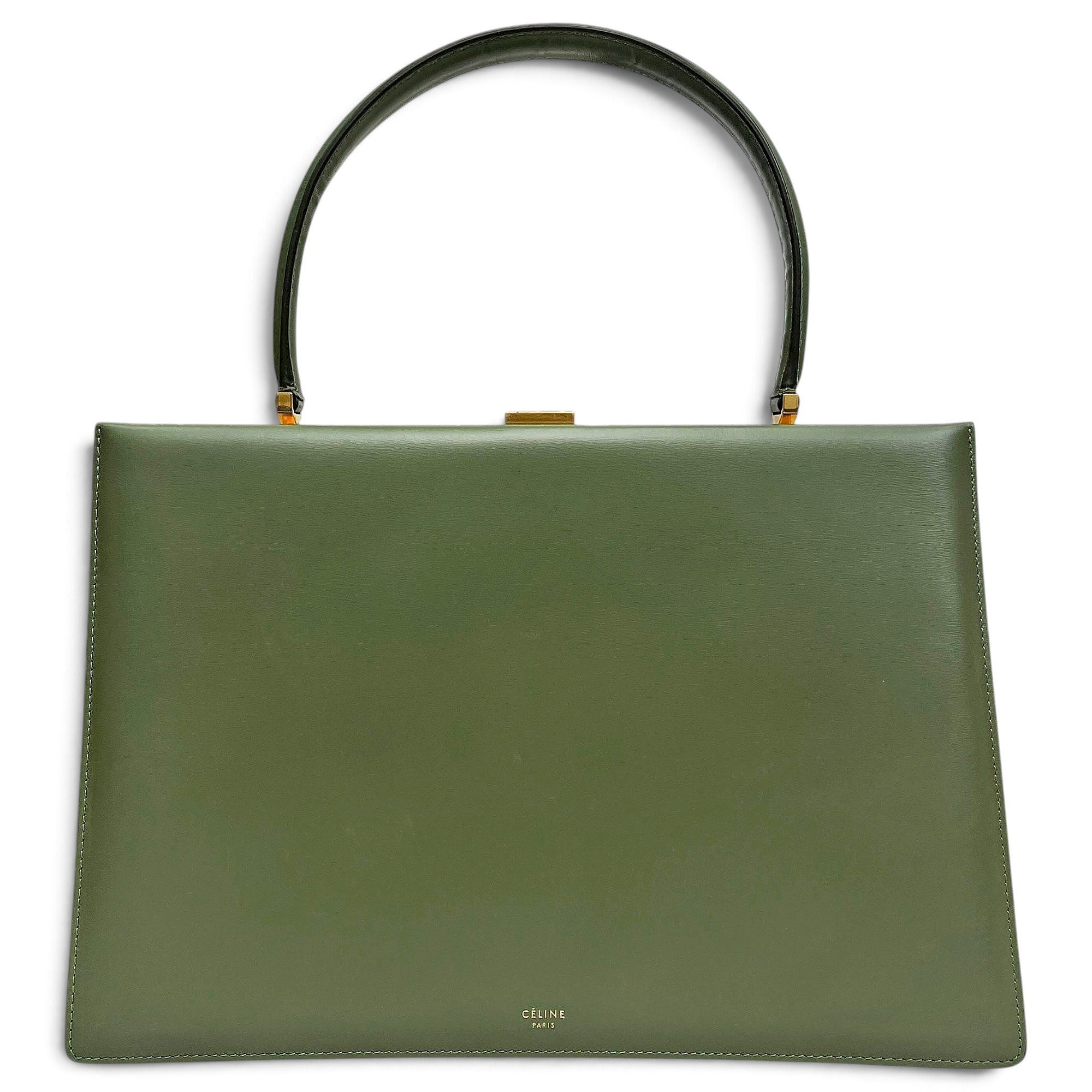 Clasp leather handbag