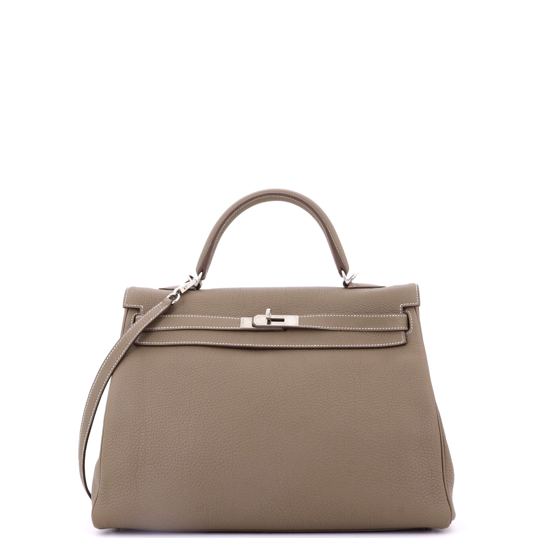 Hermes Kelly Handbag Grey Togo with Palladium Hardware 35
