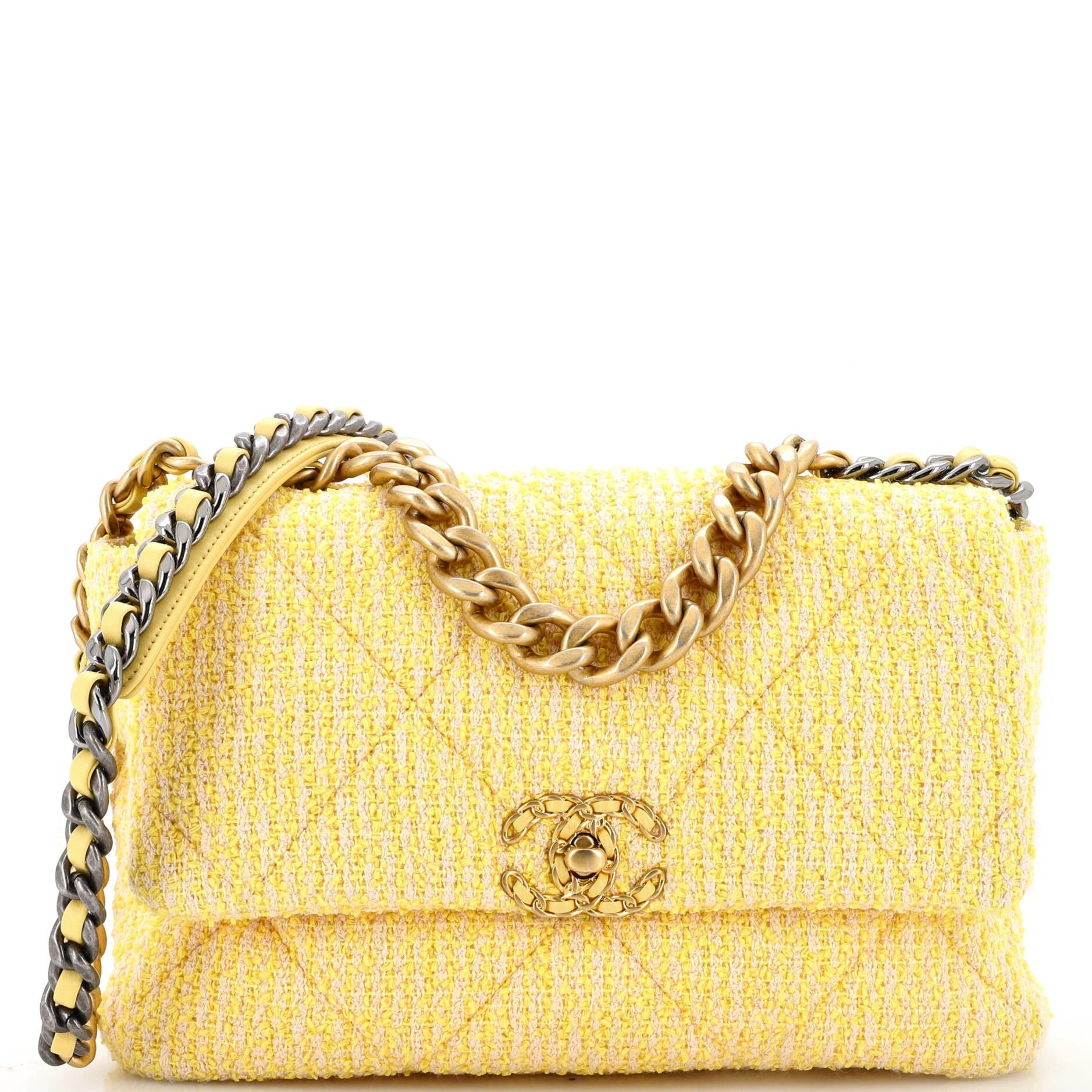 19 Flap Bag Quilted Tweed Large