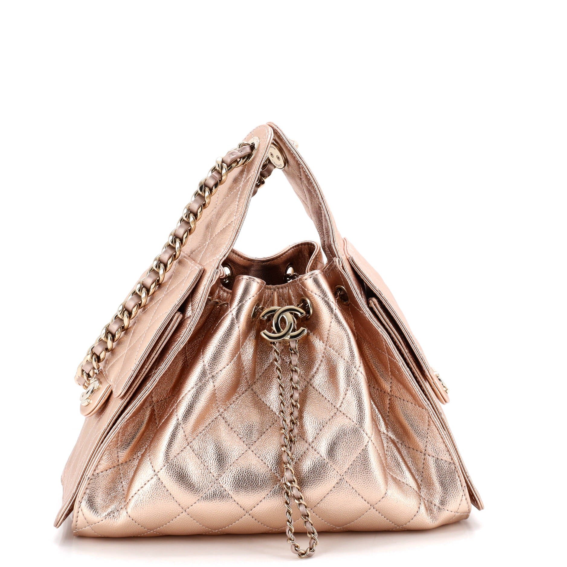 25 Hobo Bag Quilted Metallic Caviar Small