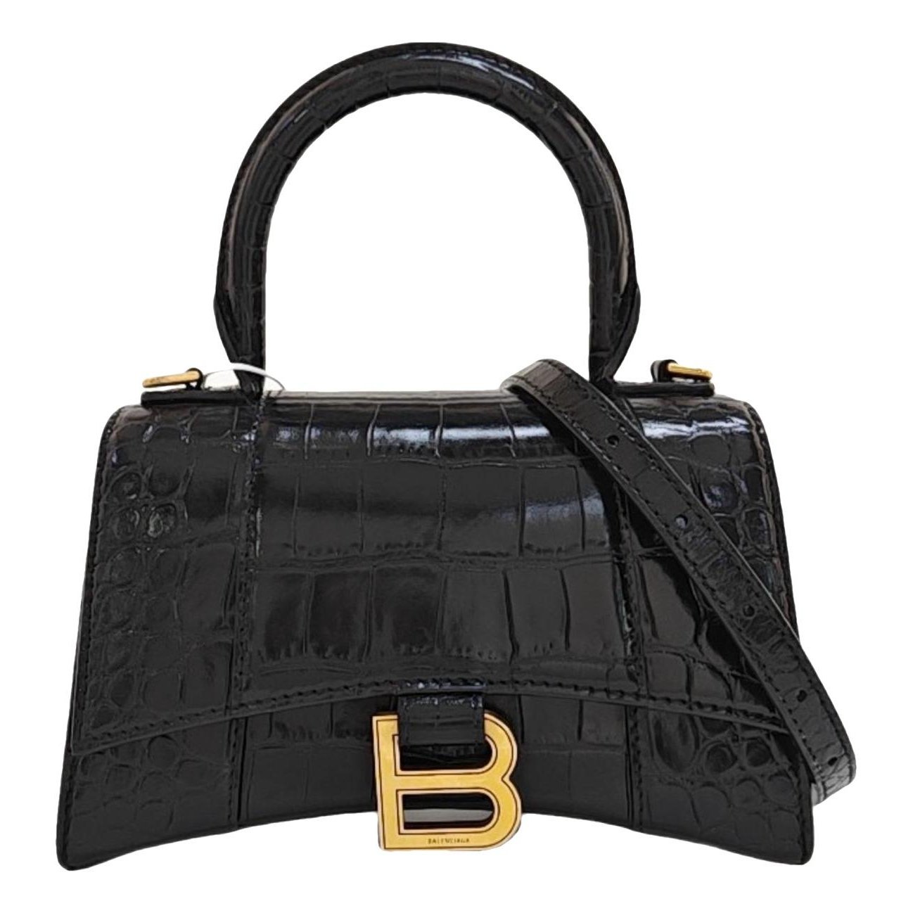 Hourglass leather handbag