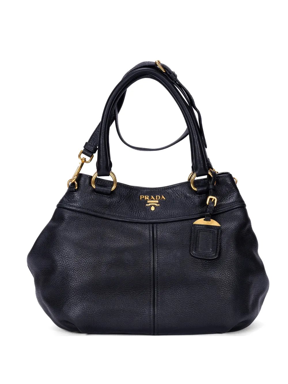logo-plaque pebbled tote bag
