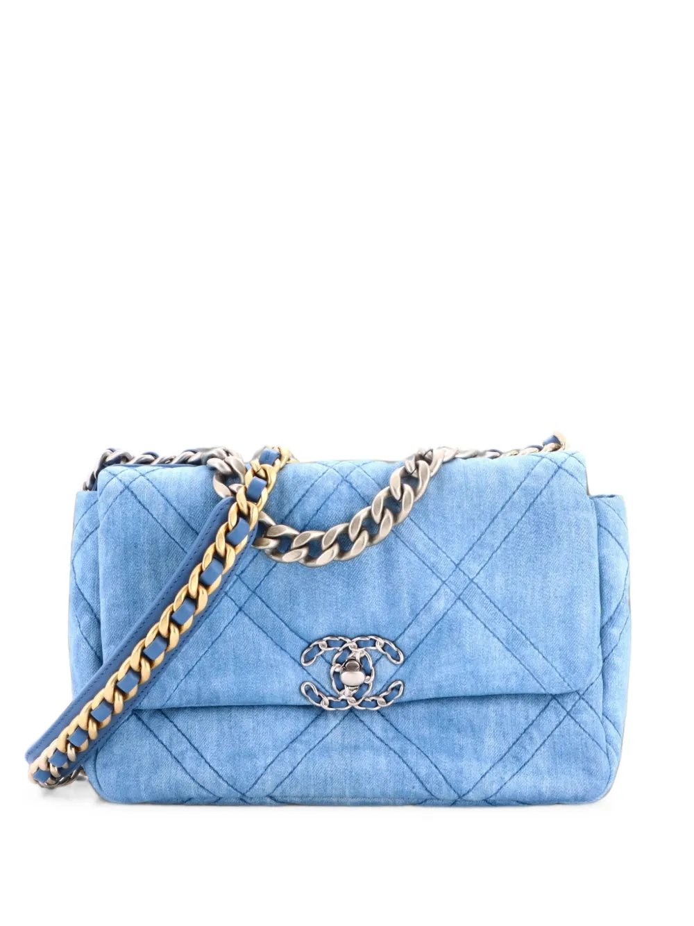 19 Flap Bag Quilted Denim Medium shoulder bag