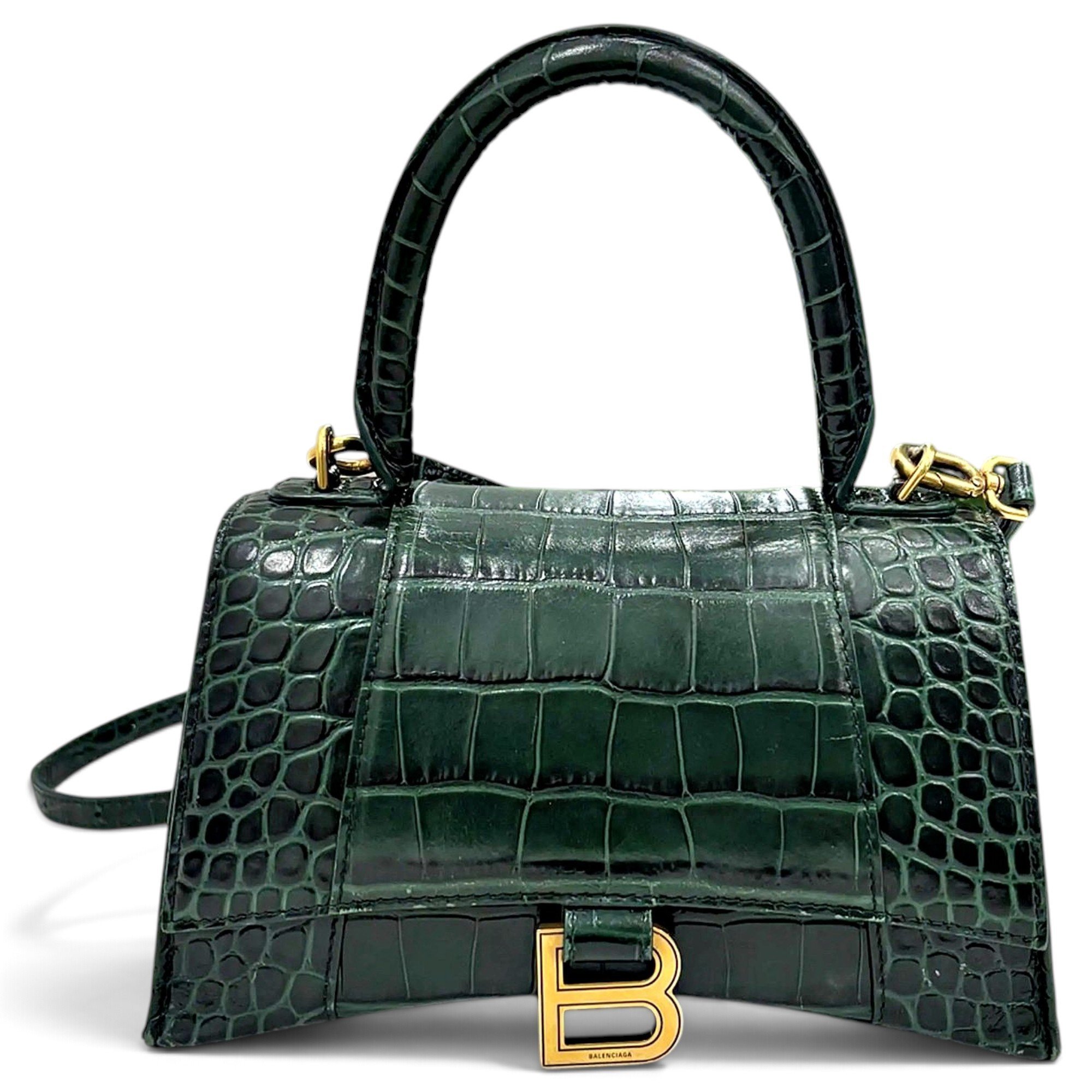 Hourglass leather handbag