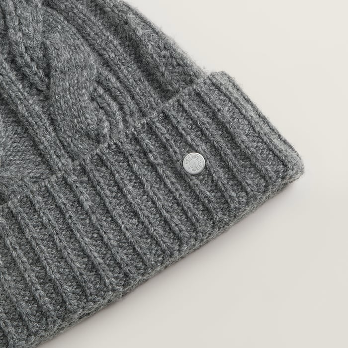 Gris Cable Maillons Beanie