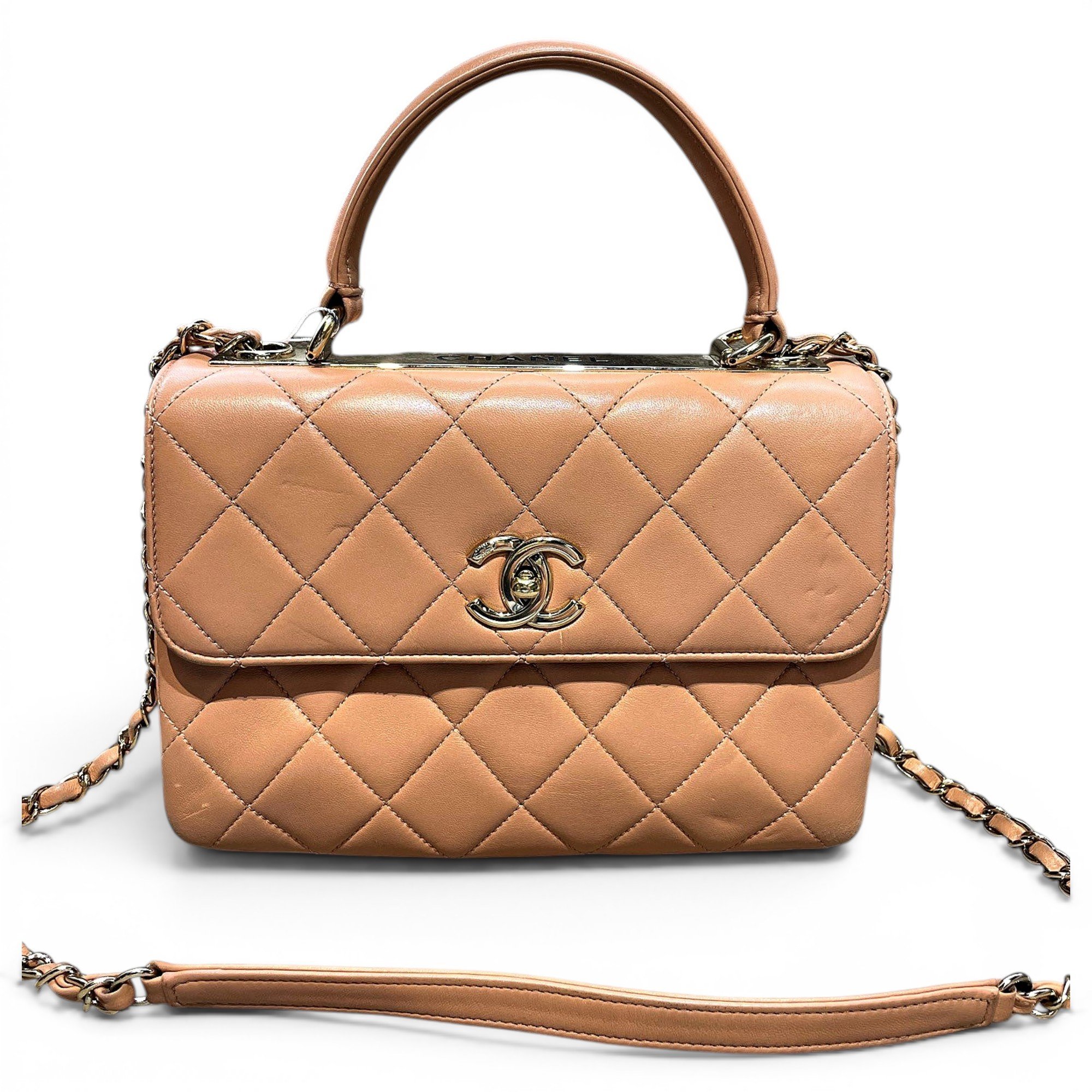 Trendy CC leather crossbody bag