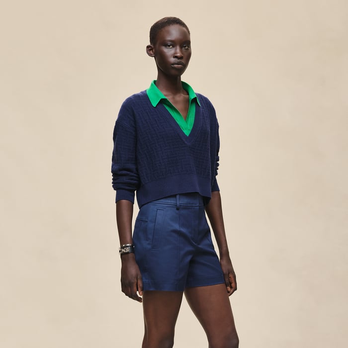 Bleu Outremer Double Cotton Twill Shorts