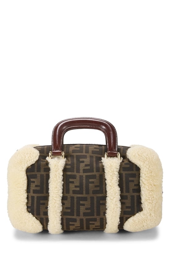 Brown Zucca Canvas Shearling Boston Small