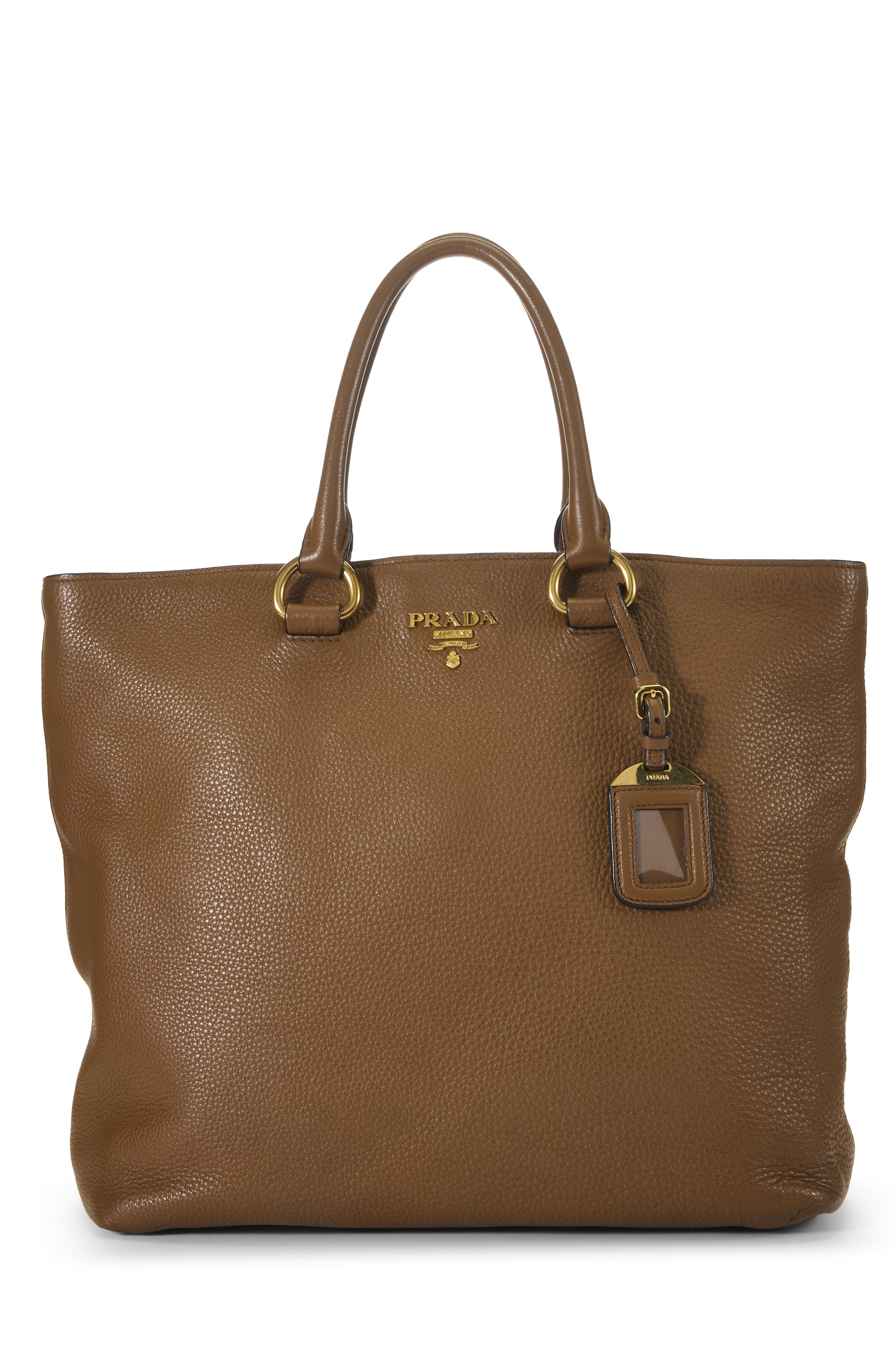 Brown Vitello Daino Convertible Shopping Tote Medium
