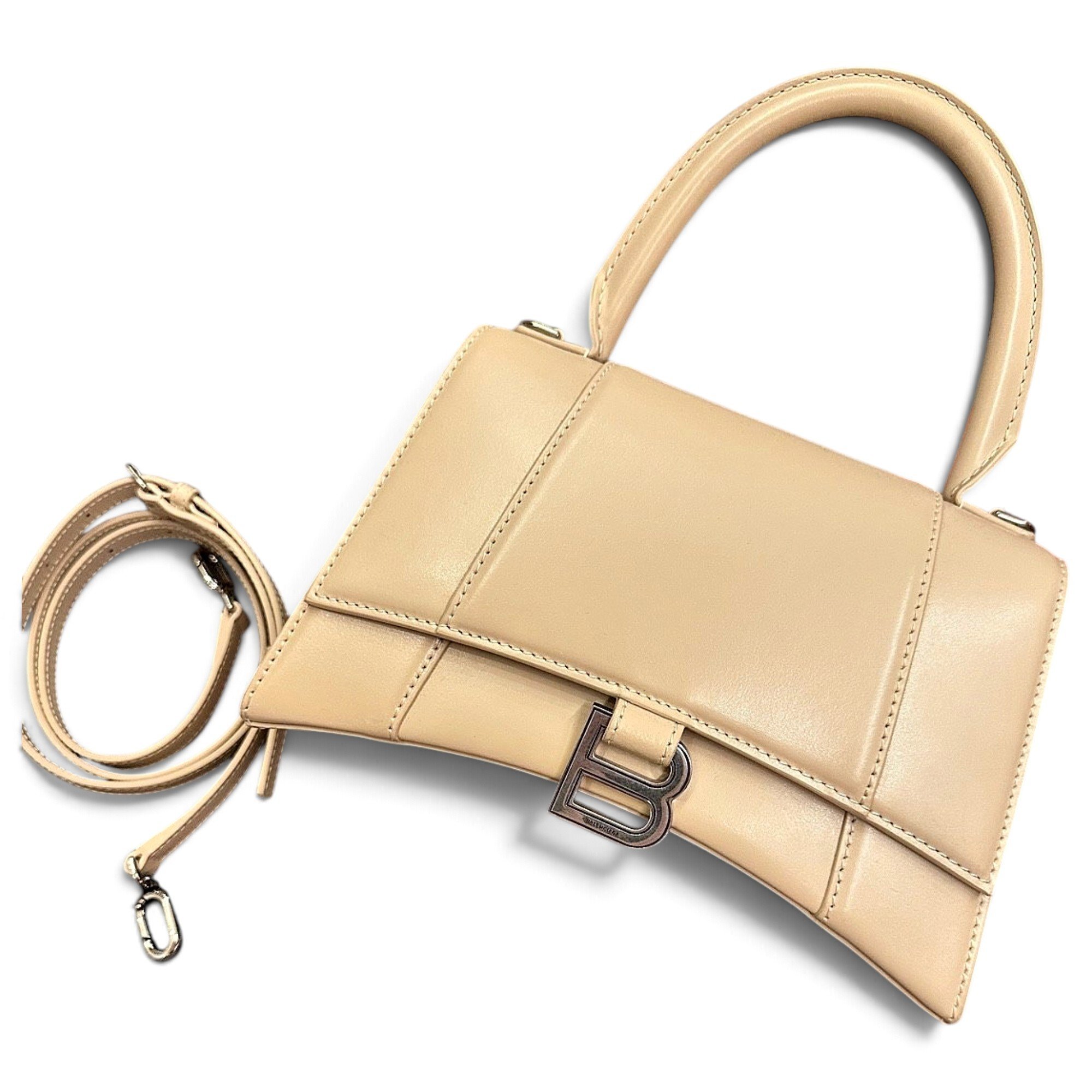 Hourglass leather handbag