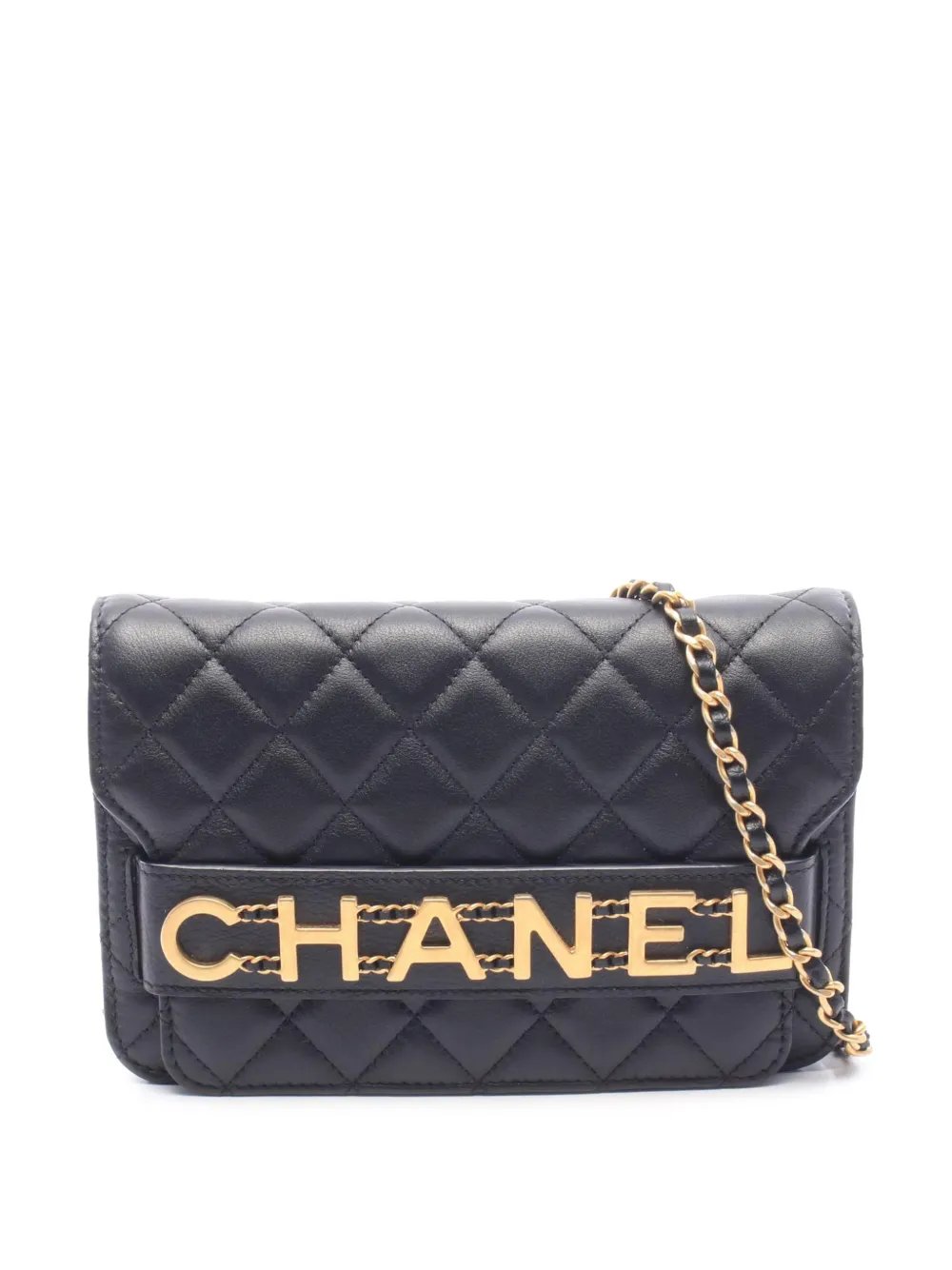 2021 Medium Quilted Lambskin Logo Enchained Flap crossbody bag