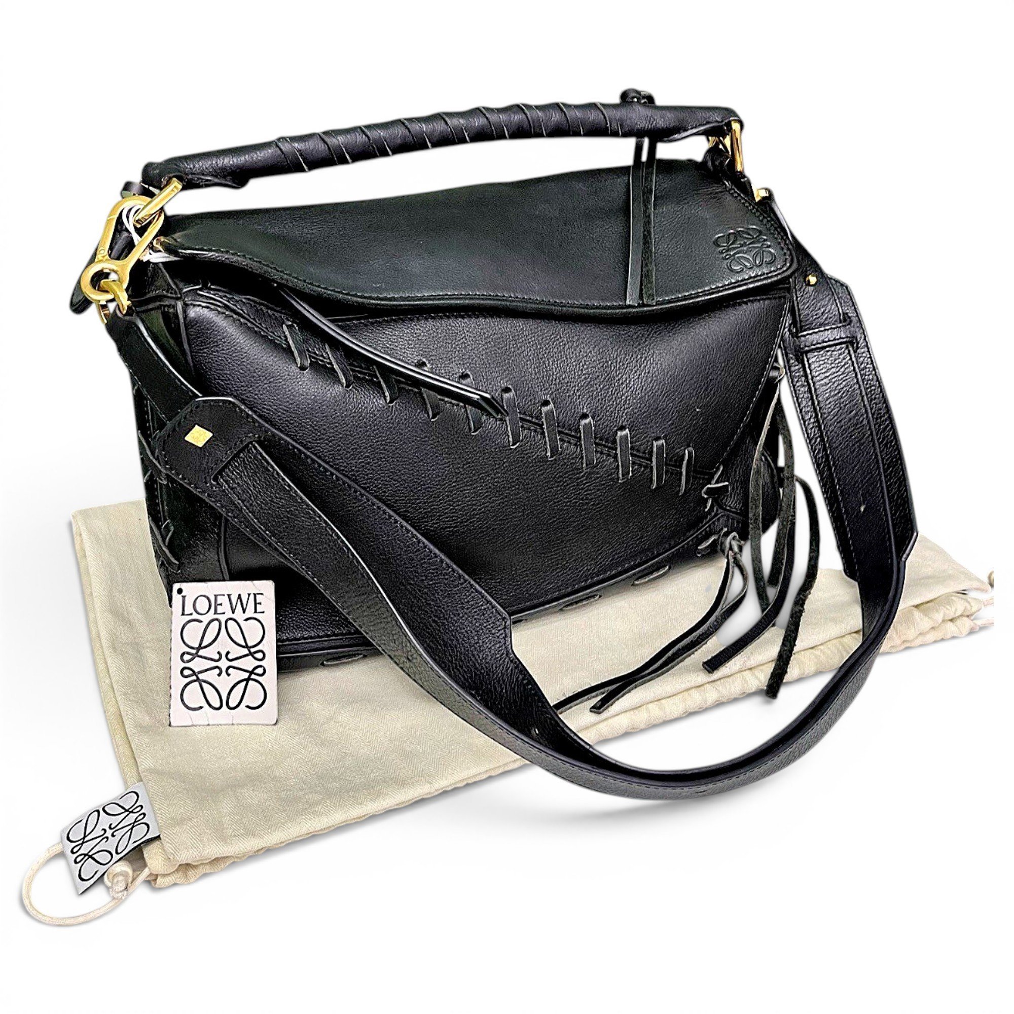 Puzzle leather handbag