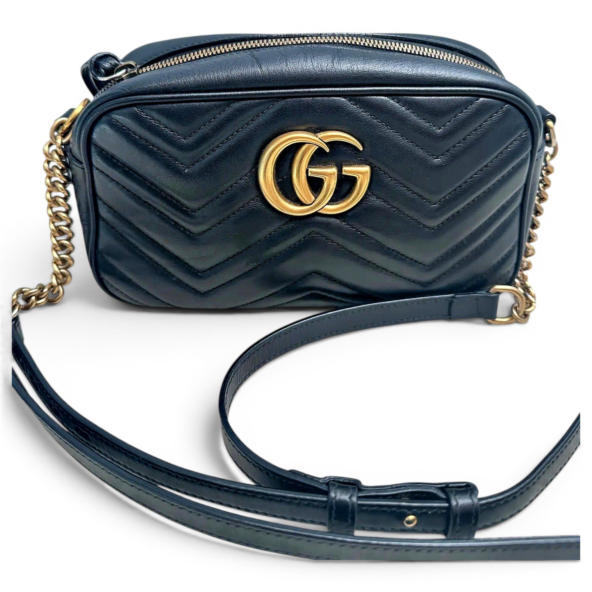 GG Marmont Triple zip leather crossbody bag