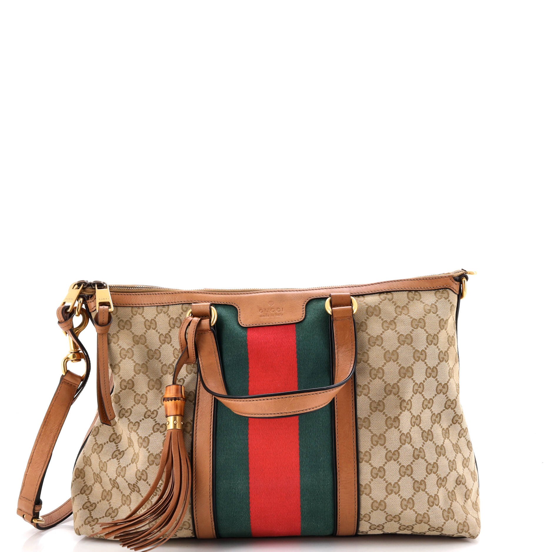 Rania Convertible Top Handle Bag Web GG Canvas Medium