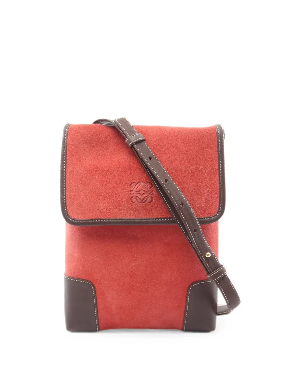 2000s anagram suede shoulder bag