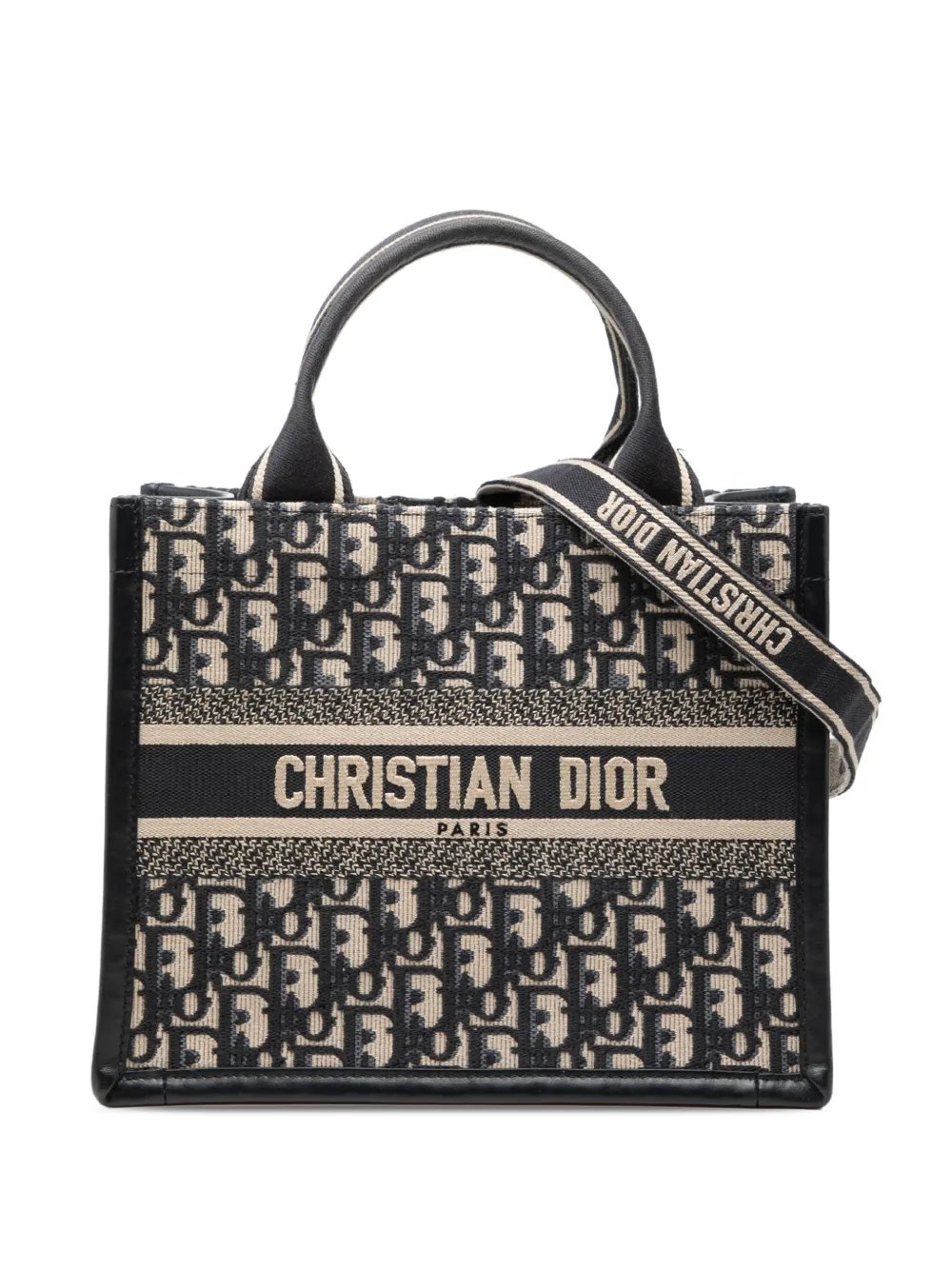 2024 Small Oblique Embroidered Canvas Book Tote satchel