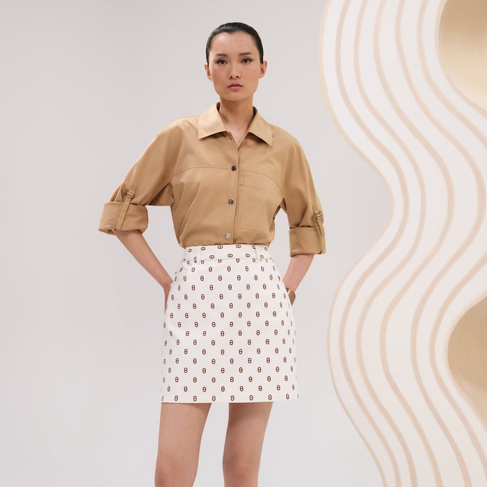 Marron Fauve "Chaine d'Ancre" Denim Miniskirt