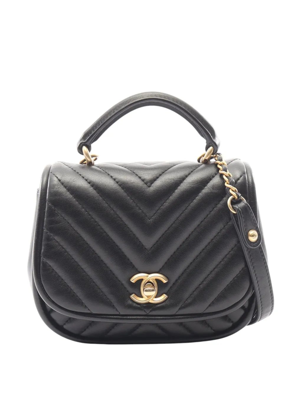 2017-2018 Mini Reverse Quilted Chevron Lambskin Round satchel