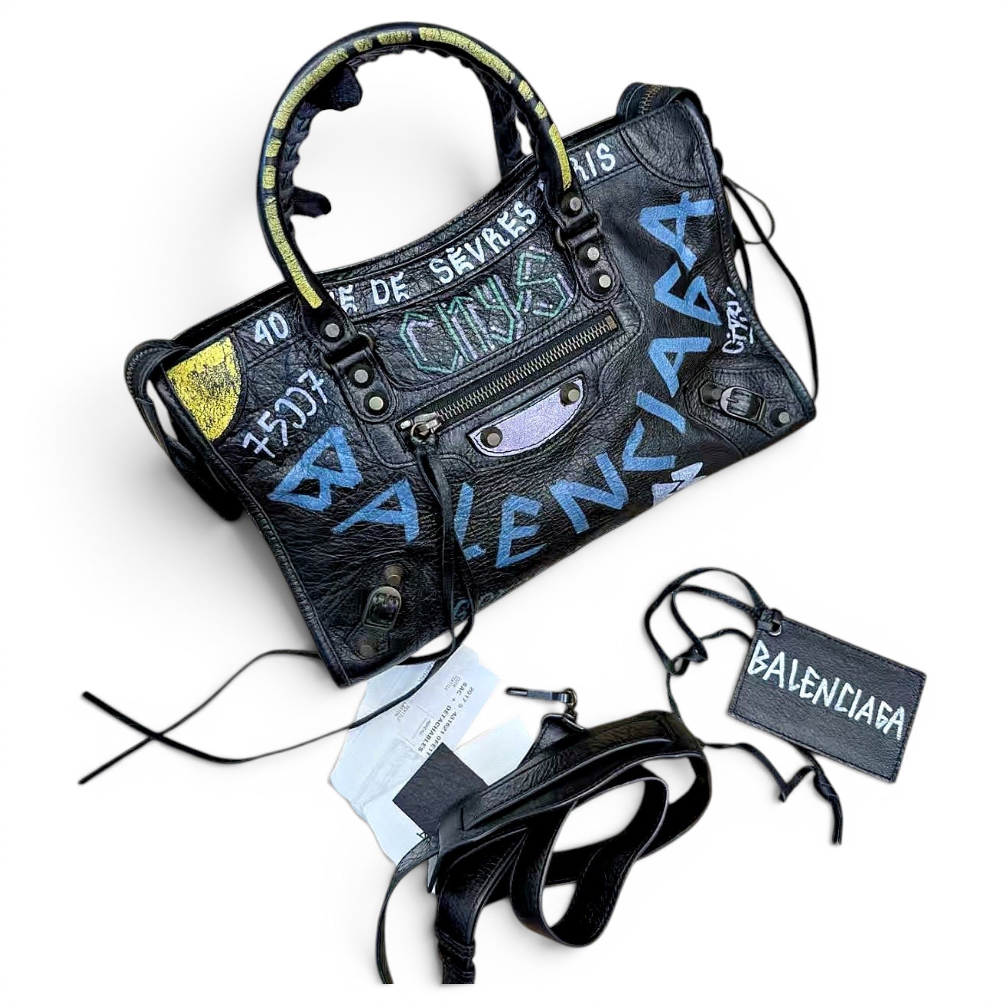 City leather handbag